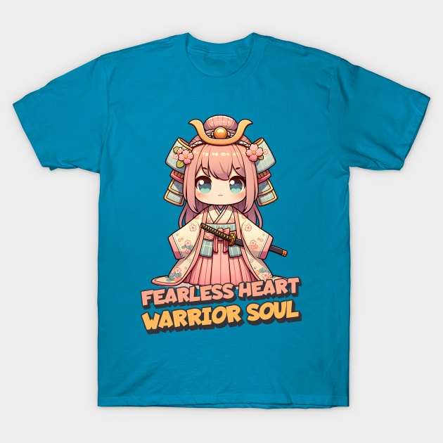 Fearless Heart Warrior Soul Samurai Anime Girl T-Shirt by WitchyArty